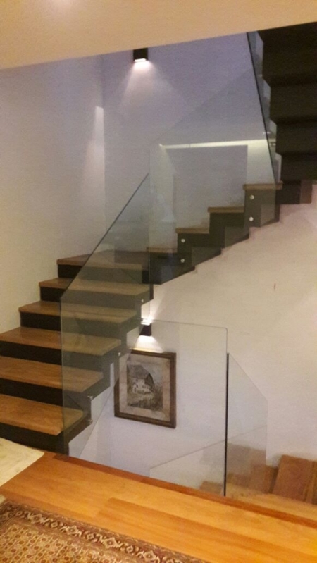 Corrimão de Vidro com Botão Preço Água Branca - Corrimão de Vidro para Escada