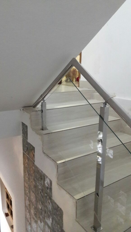 Corrimão de Vidro e Inox Preço Mongaguá - Corrimão de Escada em Vidro Temperado