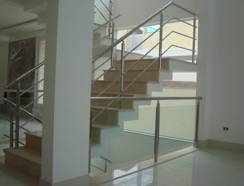 Corrimãos para Escada com Vidro Araraquara - Corrimão Escada de Concreto