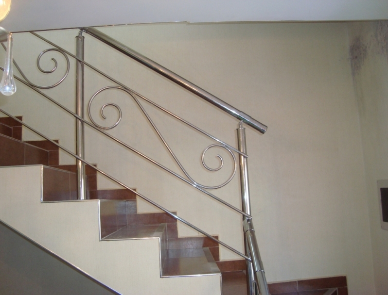 Corrimãos para Escada Cromado Vila Buarque - Corrimão para Escada Curva